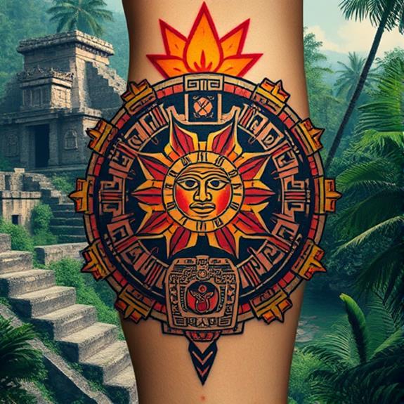 ancient aztec sun design