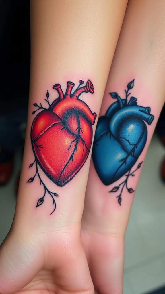 couples heart tattoo designs