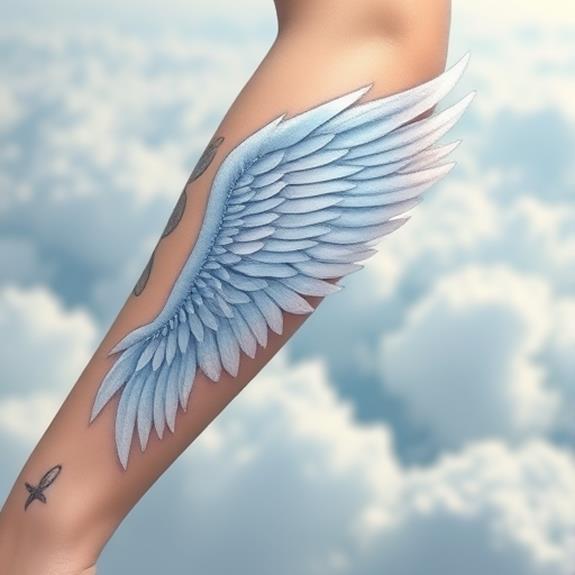 elegant angel wing tattoo