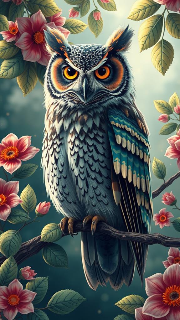 floral embellished owl design