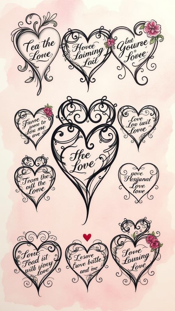 heart tattoos featuring quotes