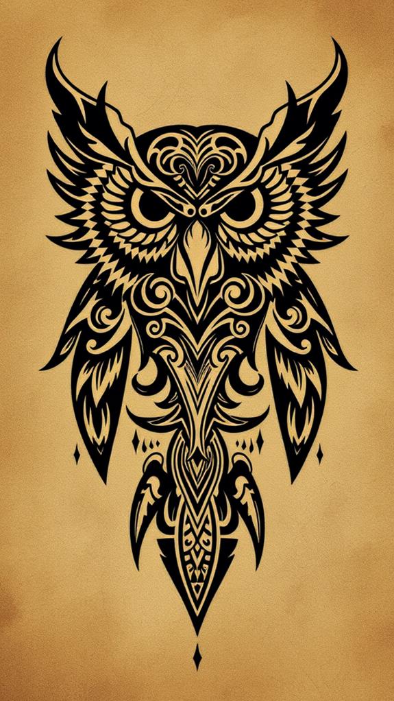 owl inspired tribal designs