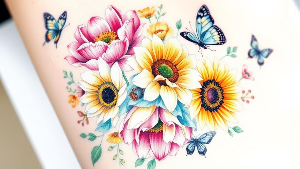 vibrant flower tattoo inspiration