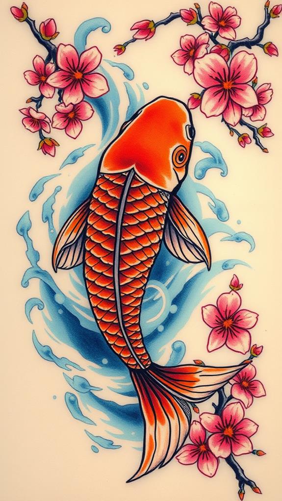 vibrant koi fish tattoos