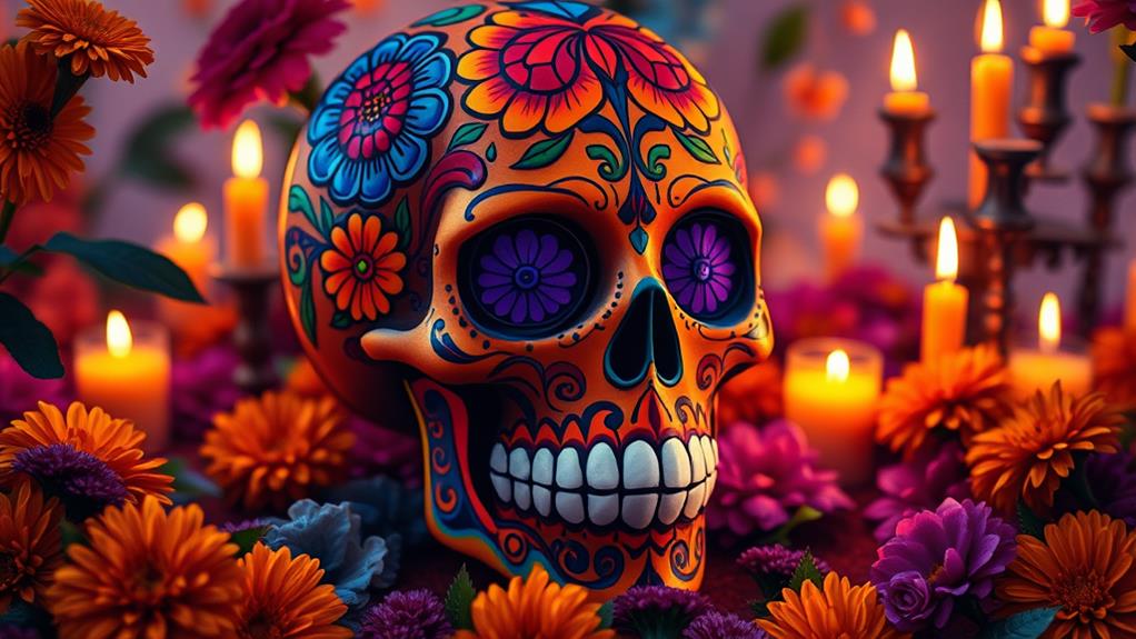 vibrant sugar skull tattoos