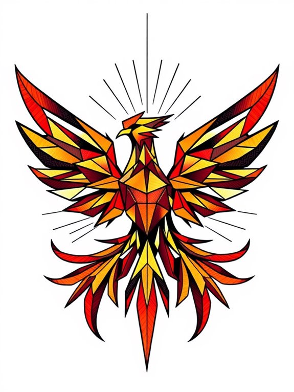 abstract geometric phoenix design