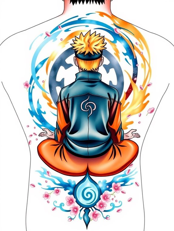 anime inspired meditation themed tattoo art