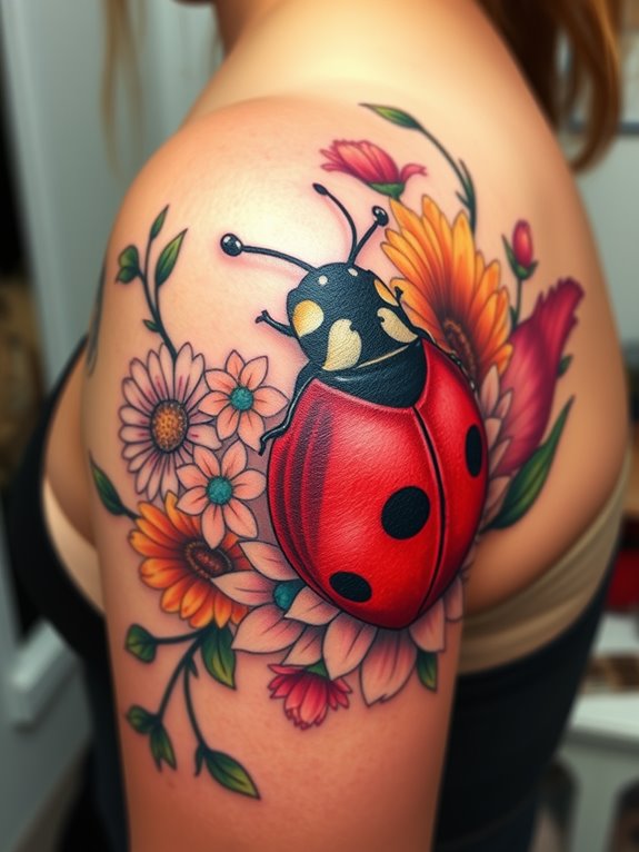 artistic ladybug tattoo design