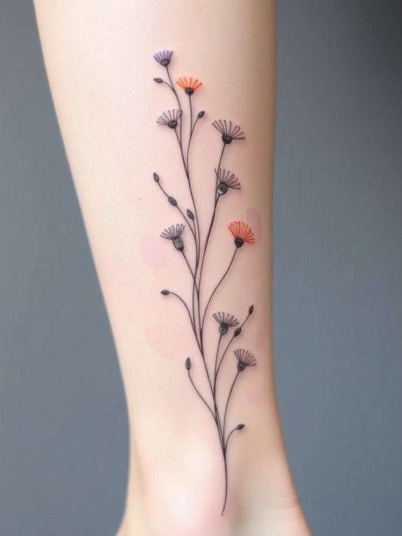 beautiful floral leg tattoo