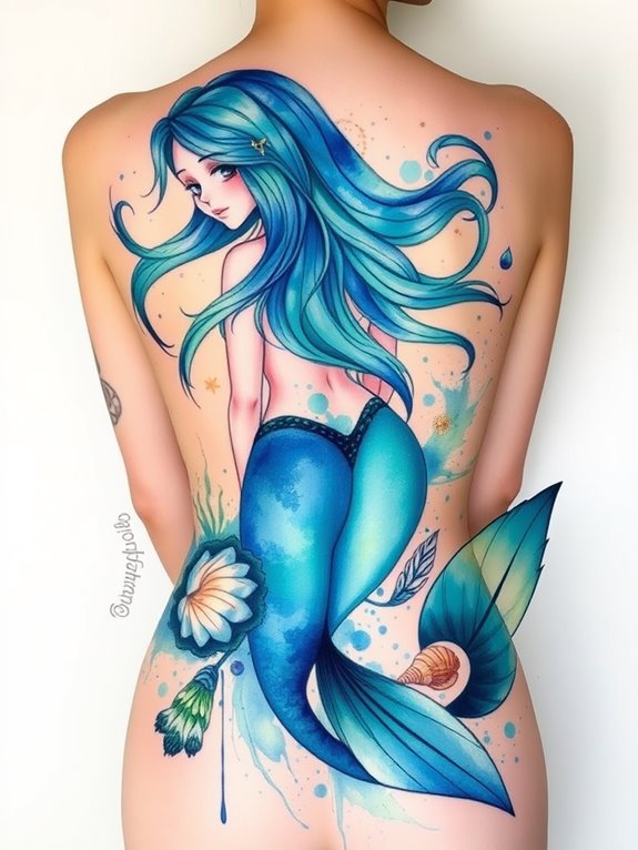 beautiful mermaid tattoo design