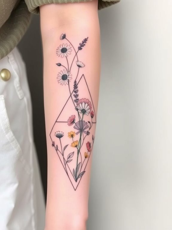 botanical forearm tattoo design