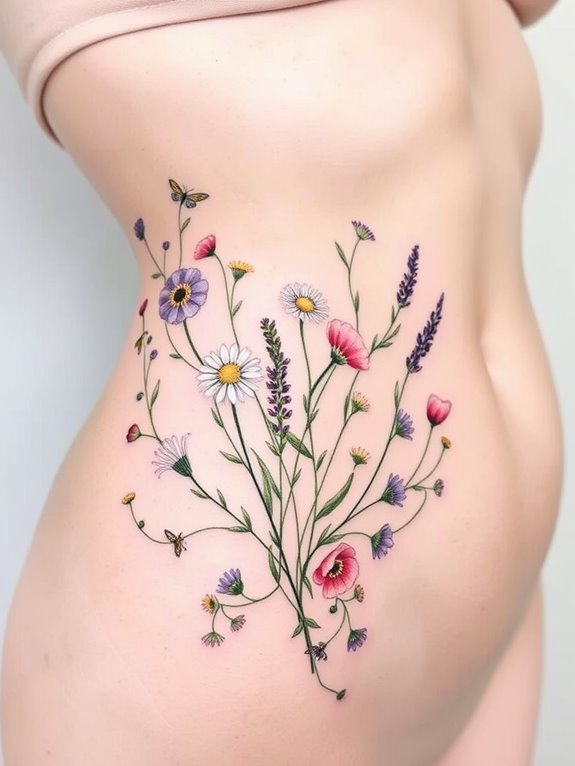 botanical rib tattoo design