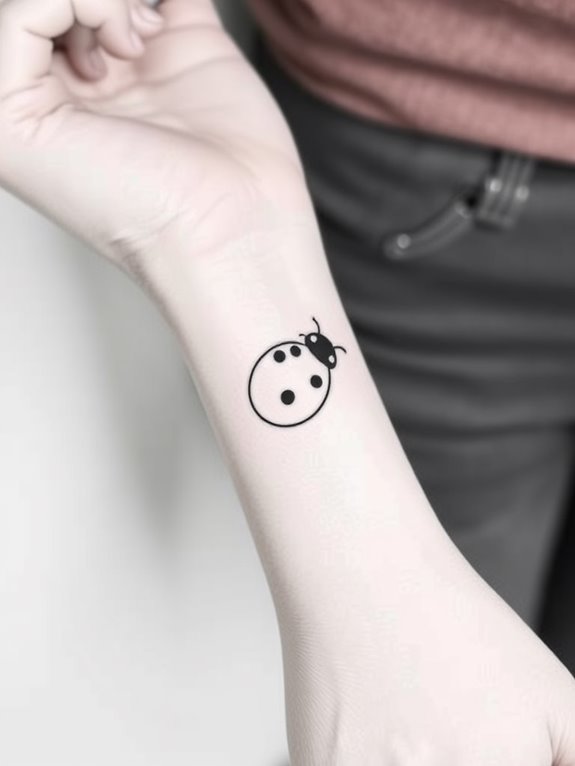 chic ladybug wrist tattoo