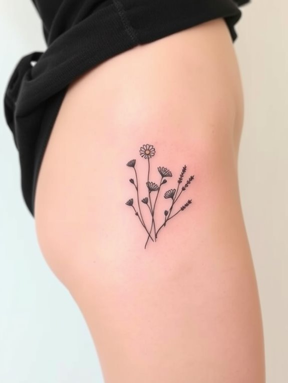 chic wildflower hip tattoo