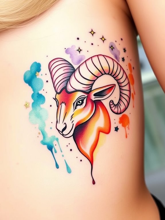 colorful aries zodiac tattoo