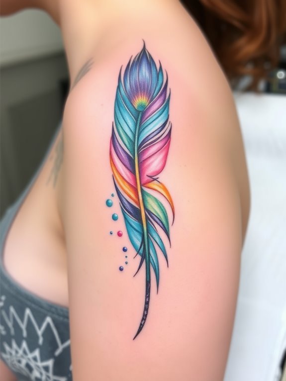 colorful feather painting technique