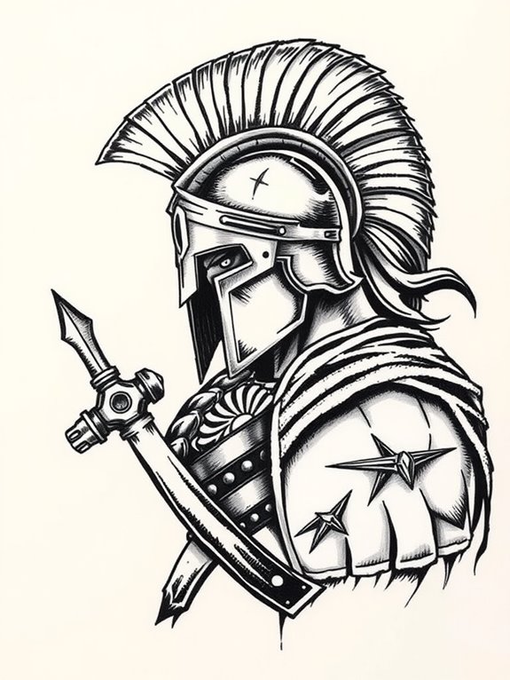 courageous spartan warrior adorned