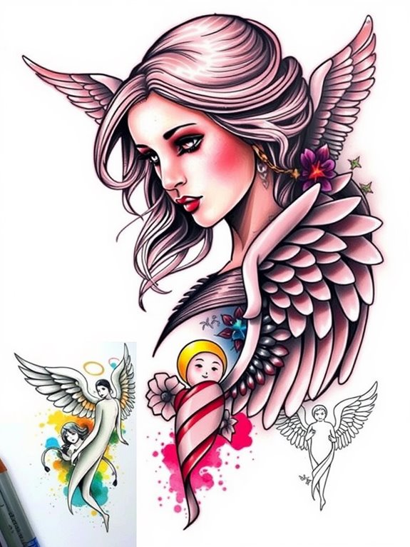 creative angel tattoo designs