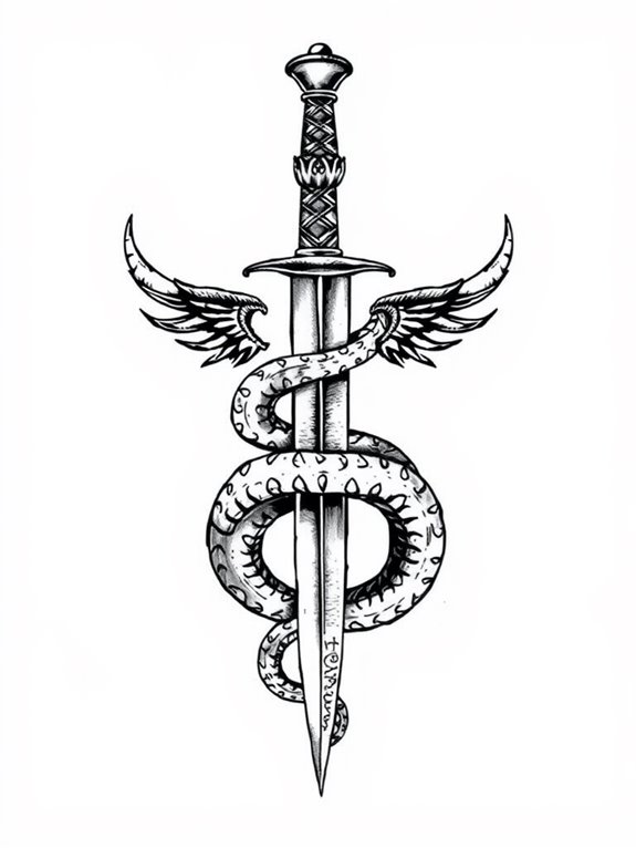 dagger piercing a snake