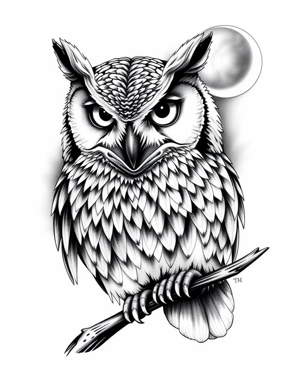 detailed black and grey owl