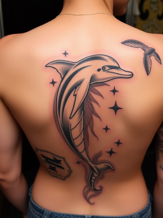 dolphin ribcage tattoo design