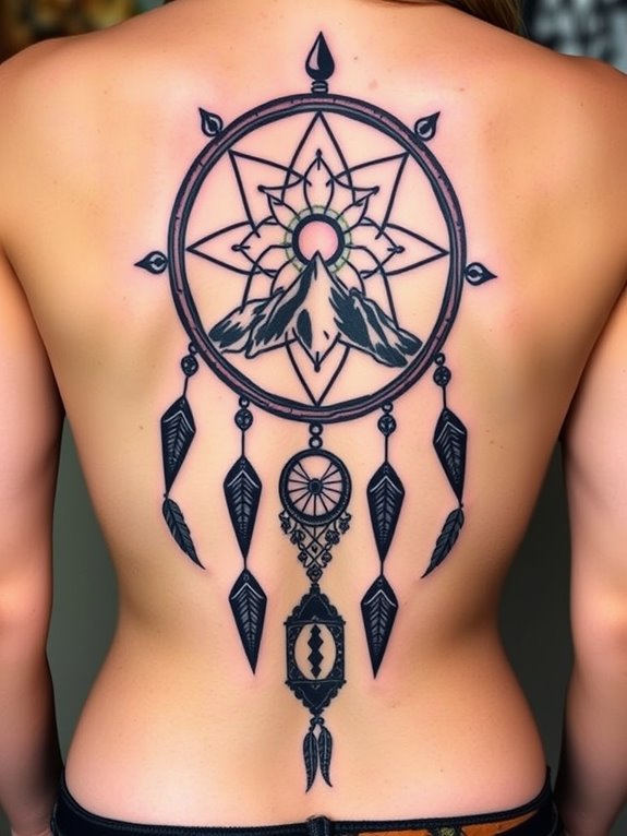 dreamcatcher and mountain tattoo