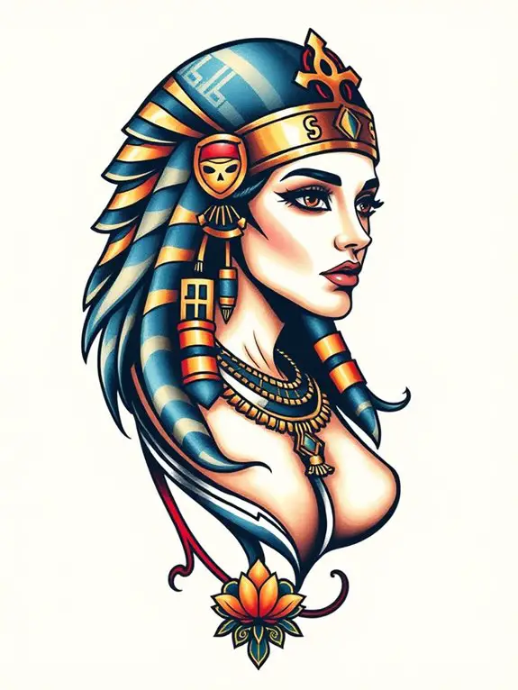 elegant egyptian queen tattoos