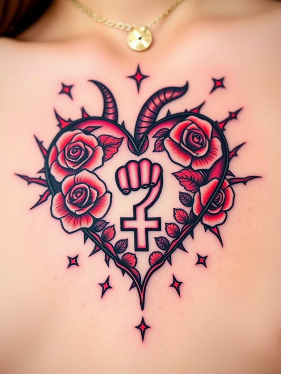 empowering feminist heart tattoo