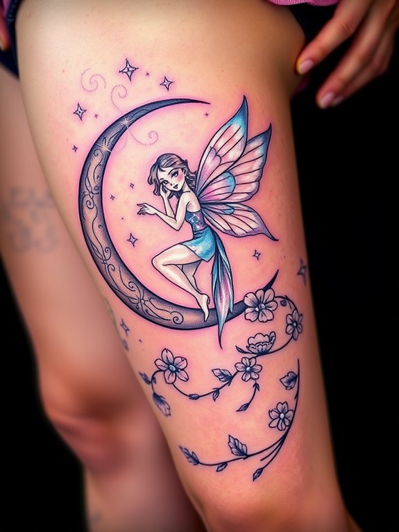 enchanting moonlit fairy tattoo