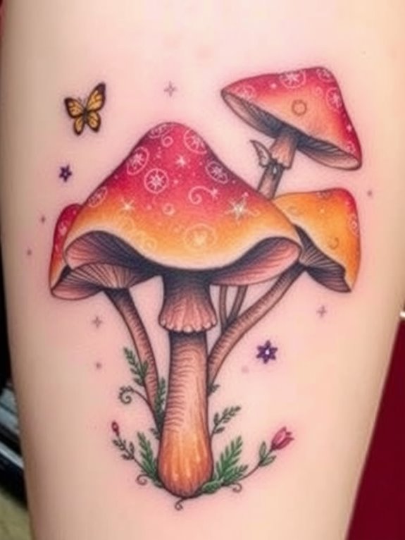 fantasy tattoo of mushrooms