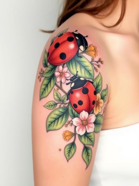 floral insect tattoo design