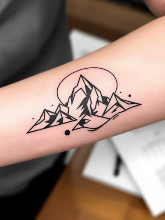 geometric mountain forearm art