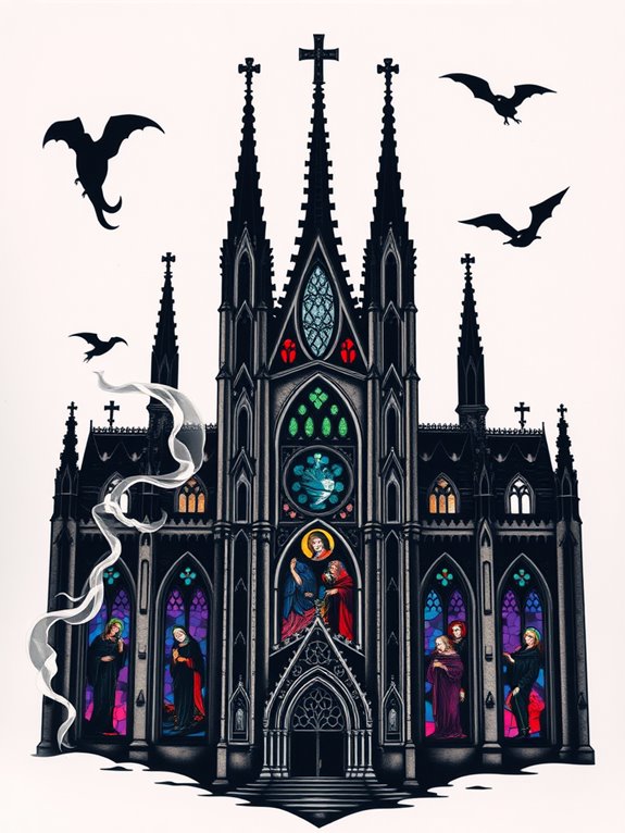 gothic cathedral blueprints ghostly