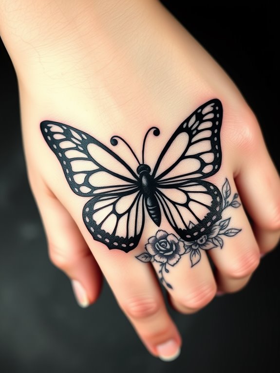 intricate black butterfly motif