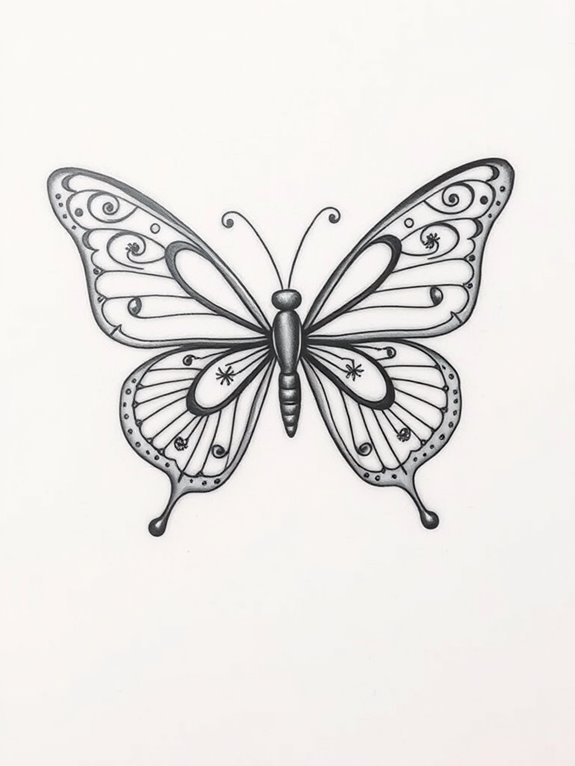 intricate butterfly design engraving