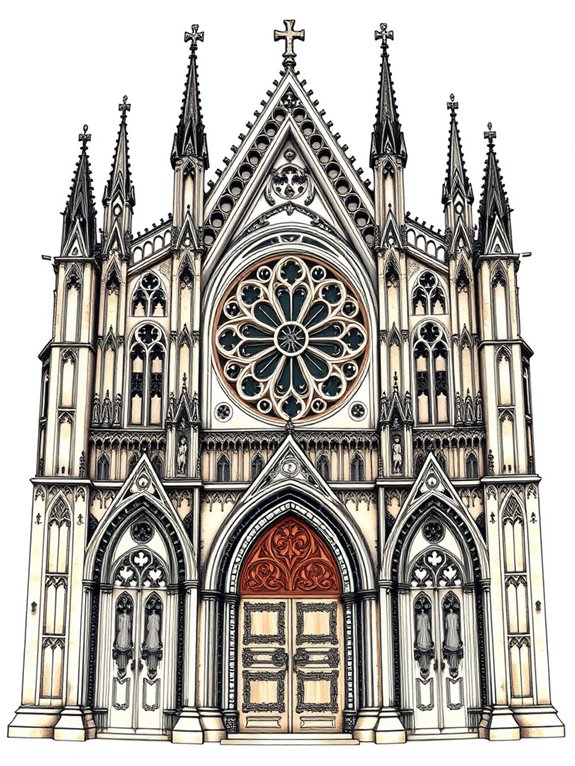 intricate cathedral facade art