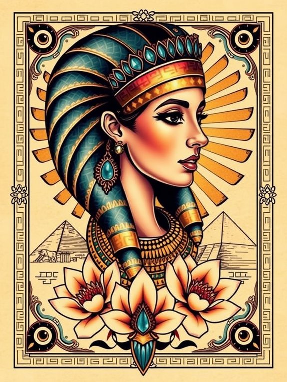 intricate cleopatra inspired tattoo ideas