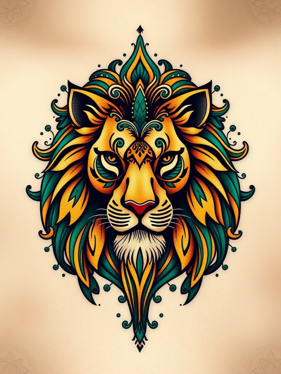 intricate detailed lion designs