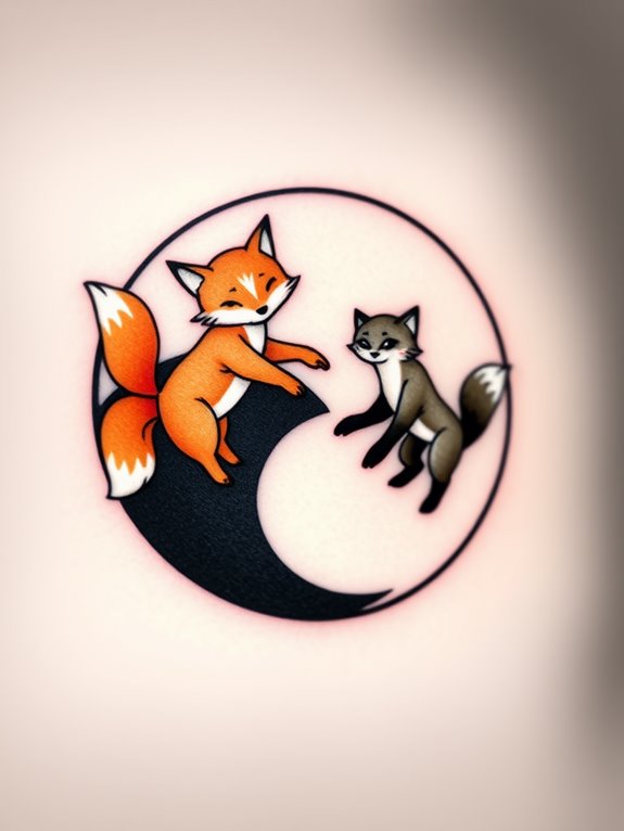 intricate fox yin yang design