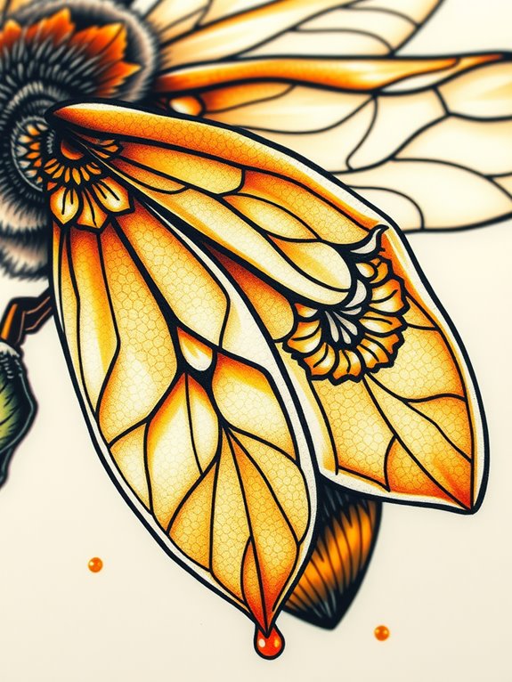 intricate honeybee wing designs