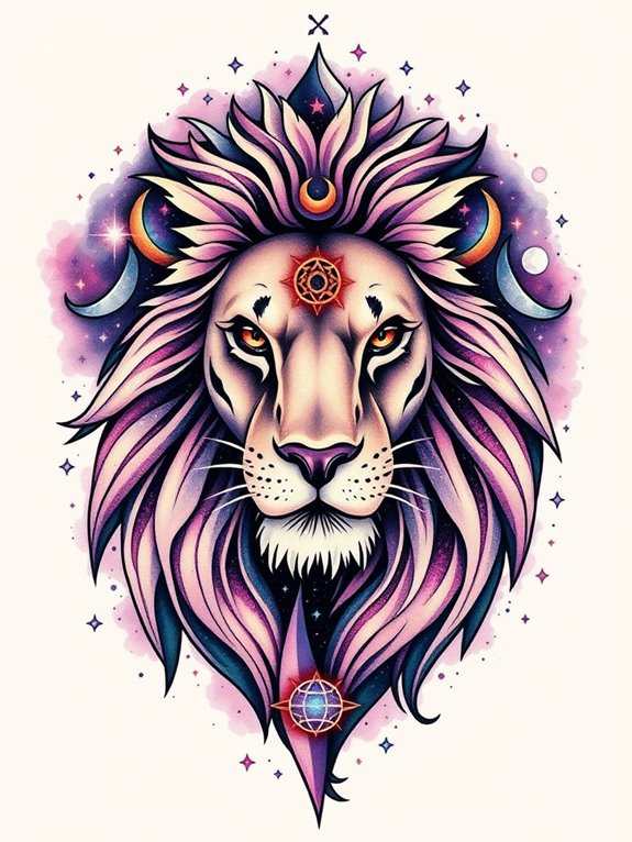 intricate lion tattoo designs