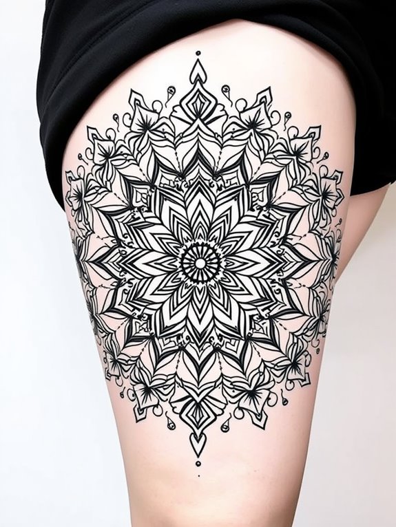 intricate mandala thigh design