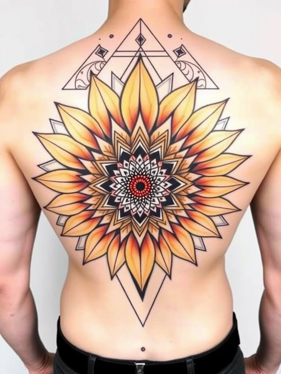 intricate sunflower tattoo design