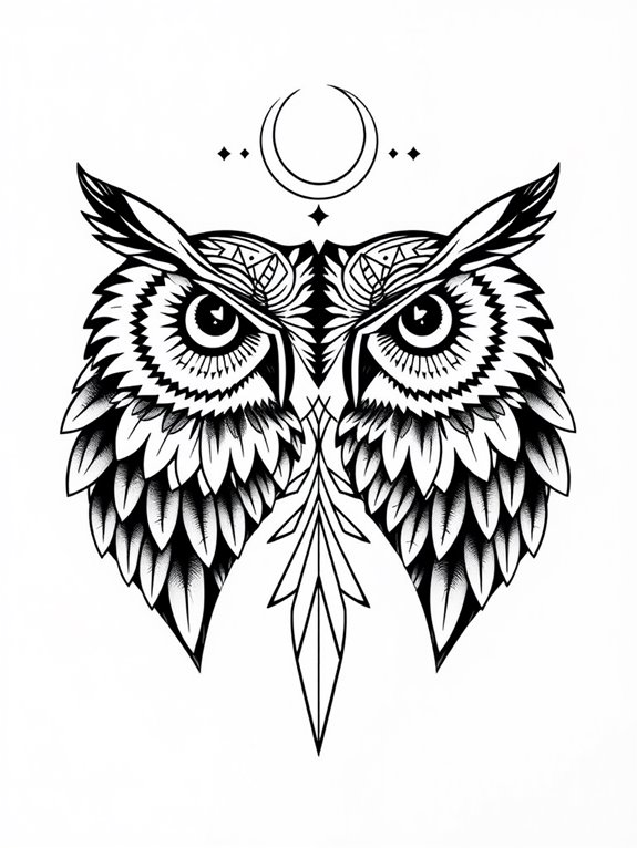 intricate symmetrical owl design