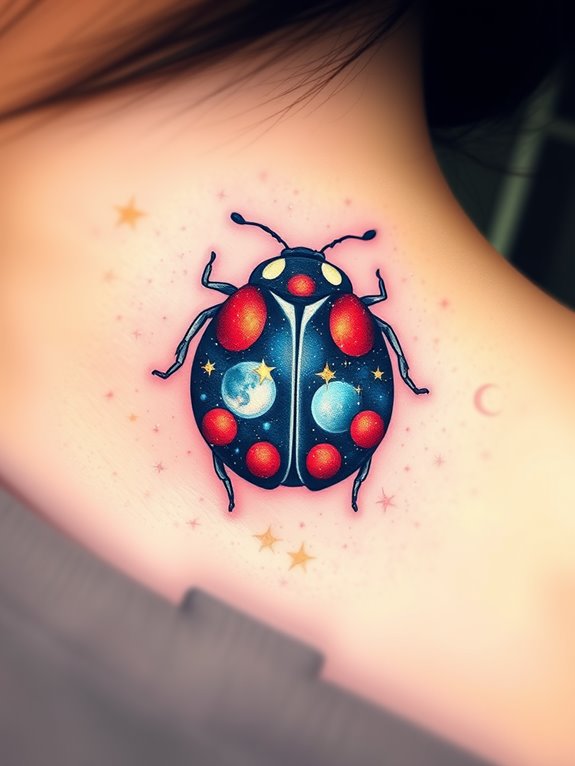 ladybug tattoo on neck