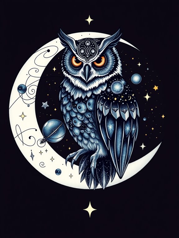 magical owl tattoo design