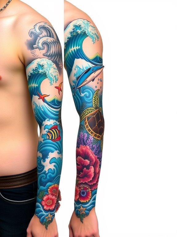 marine life on sleeve