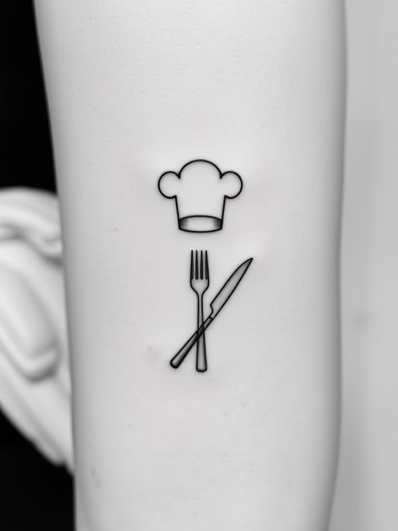 minimalistic culinary themed tattoos