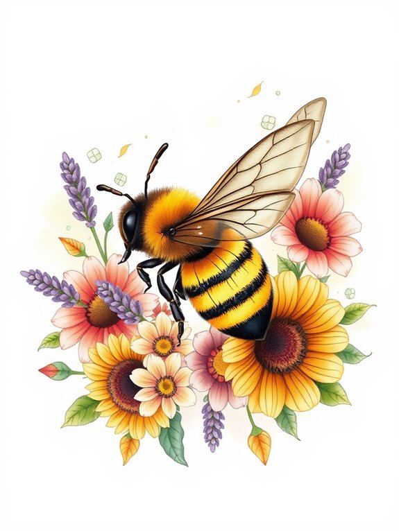 nature inspired floral bee art