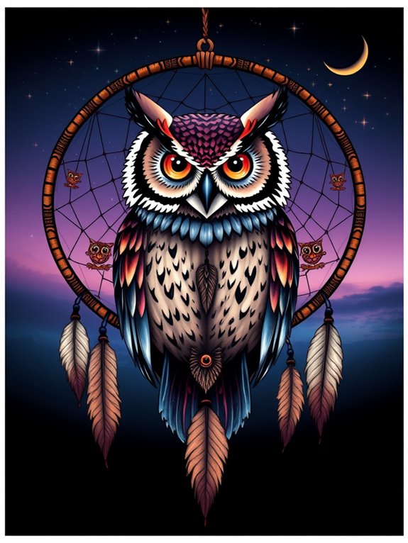 owl themed dreamcatcher design